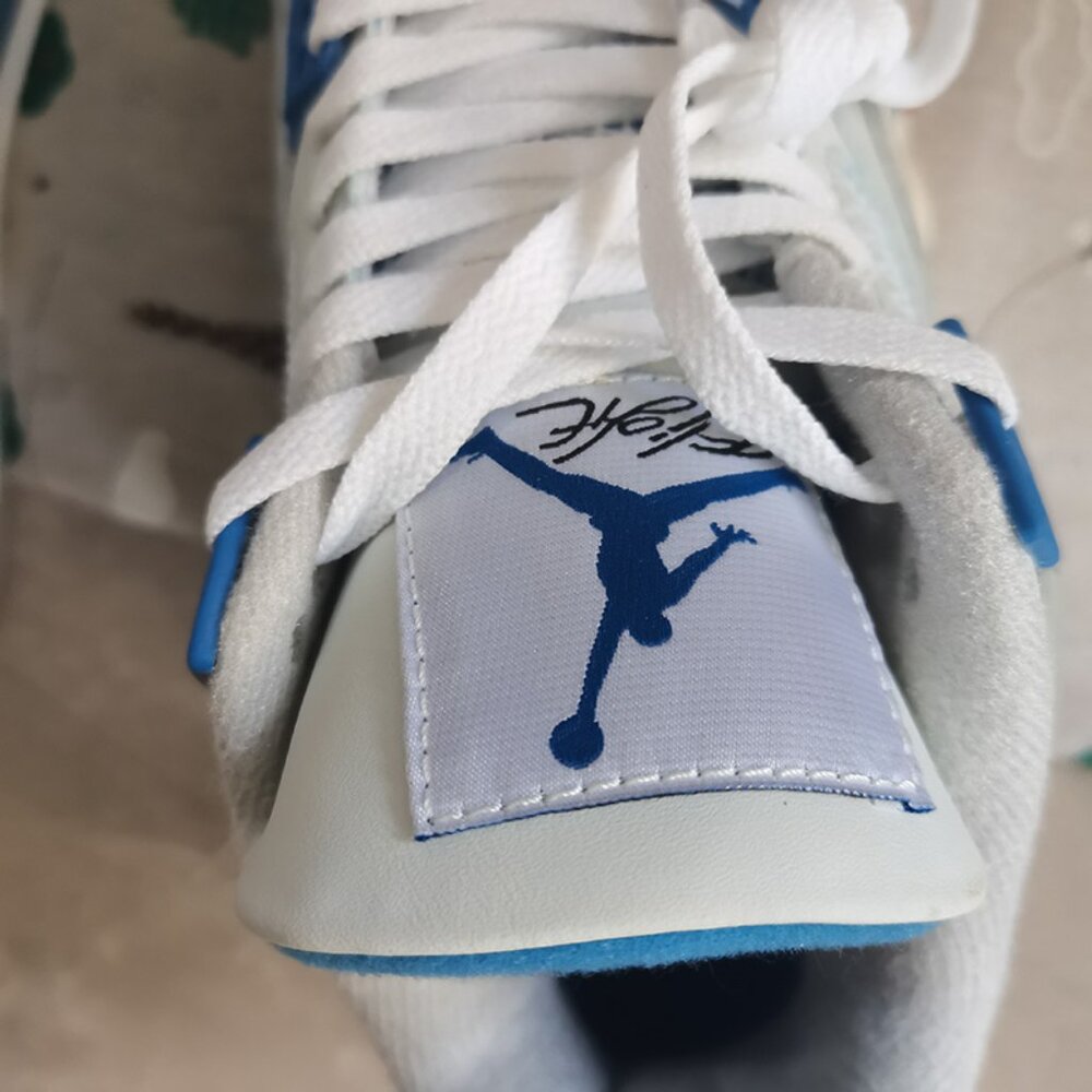 White And Blue Air Jordan AJ4 Sneakers - Picture 7 of 10